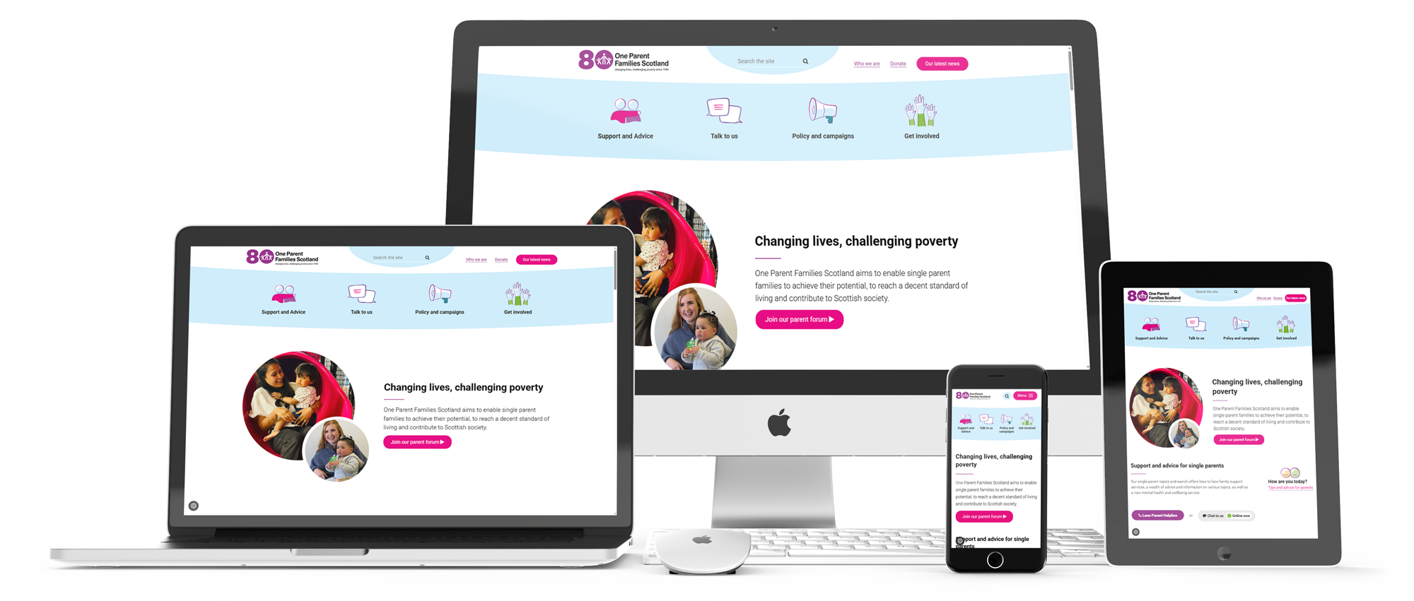 Screen Mockups of the OPFS website