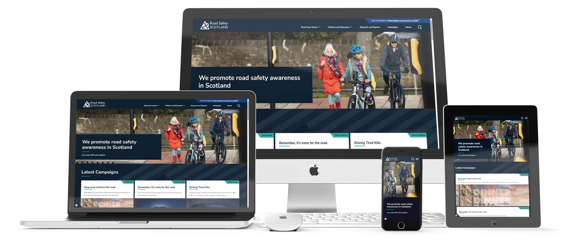 Screen Mockups of the Road Safety website