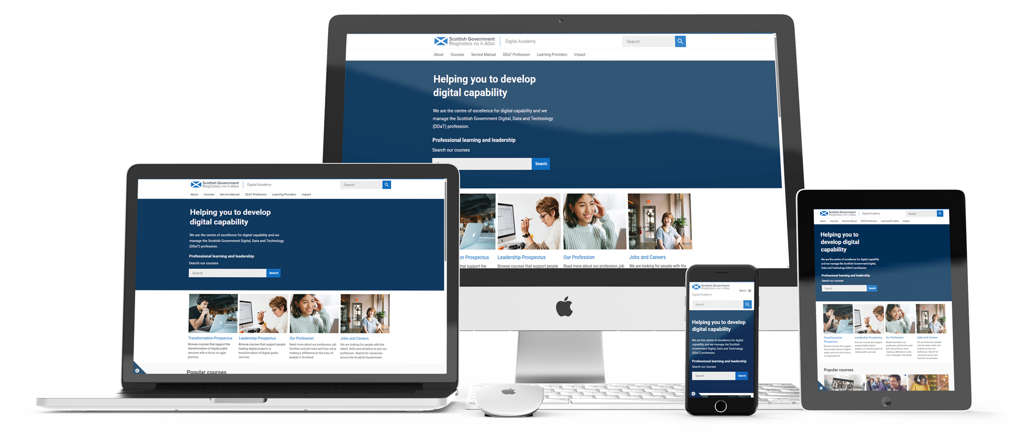 Screen Mockups of the Scottish Digital Academy website